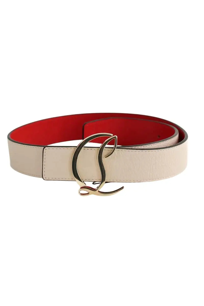 Ceinture en cuir Christian Louboutin CL Logo Beige en Cuir, taille S - Seconde Main