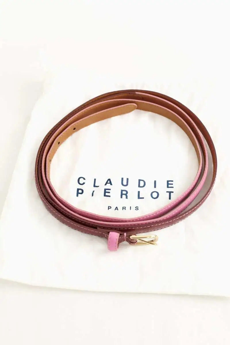 Ceinture en cuir double tour Claudie Pierlot Rose en Cuir