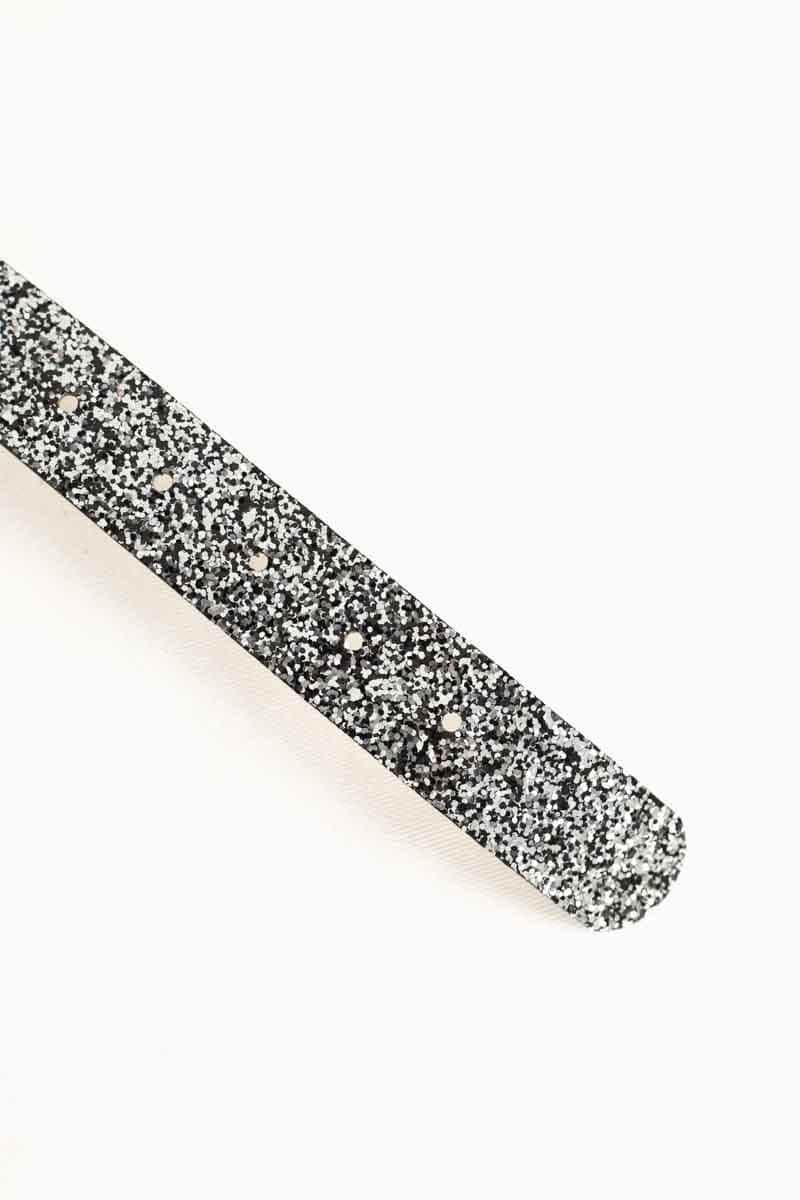 Ceinture en cuir Maje Gris en Paillettes