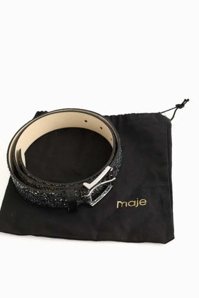Ceinture en cuir Maje Gris en Paillettes