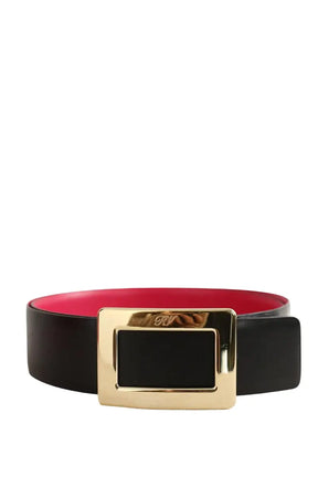 Ceinture en cuir Roger Vivier doubleface rose et noir Noir en Cuir, taille L - Seconde Main