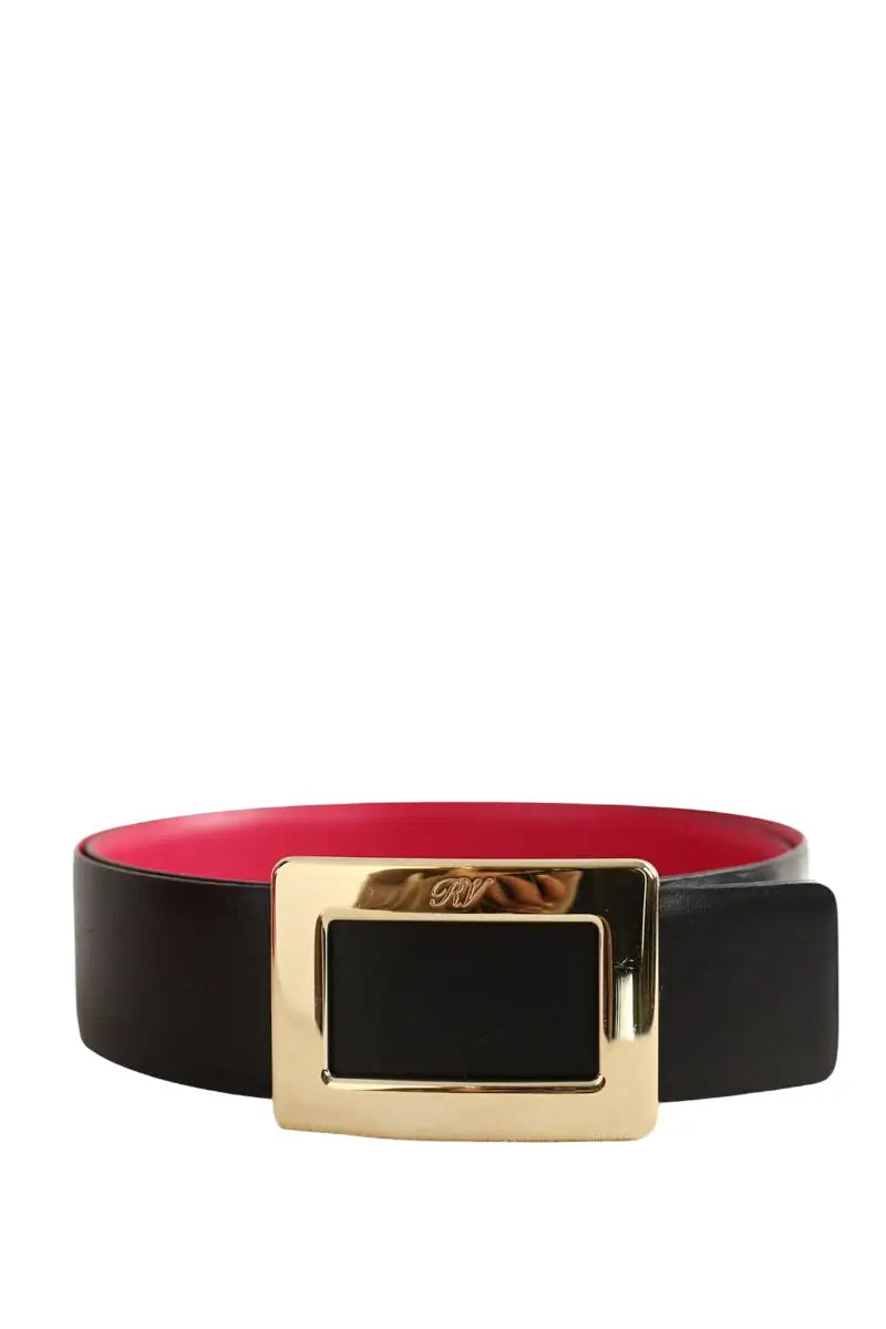 Ceinture en cuir Roger Vivier doubleface rose et noir Noir en Cuir, taille L - Seconde Main