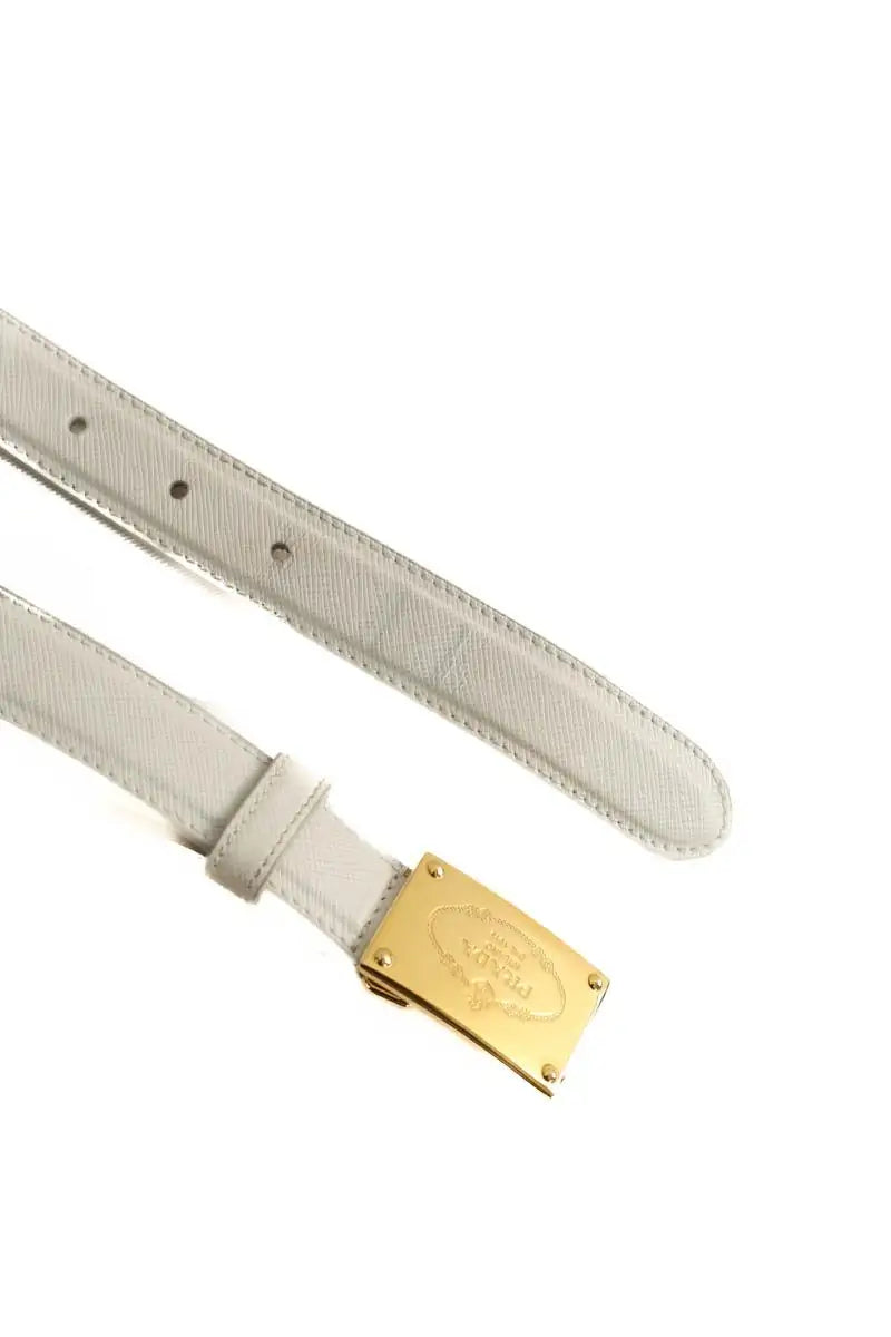 Ceinture Prada Blanc en Cuir