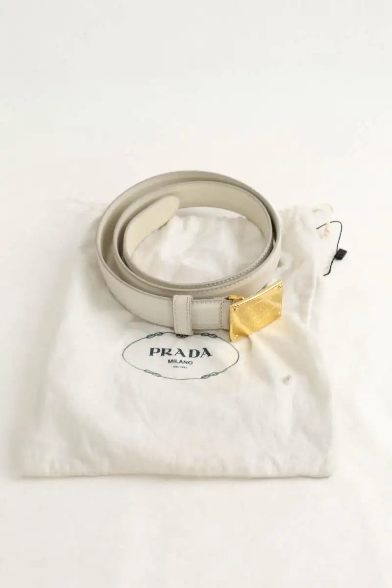 Ceinture Prada Blanc en Cuir