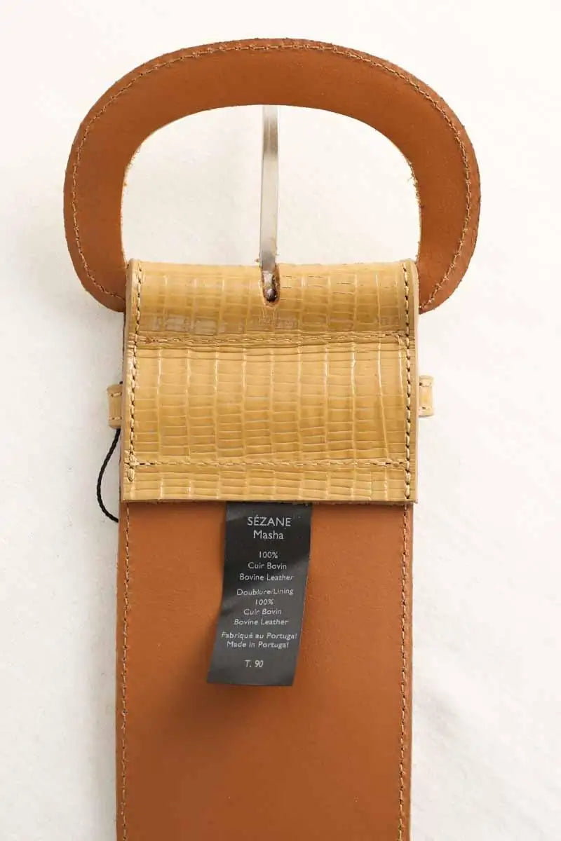 Ceinture Sézane Masha Camel en Cuir
