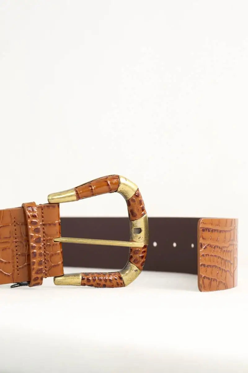 Ceinture Sézane Sophie Marron en Cuir