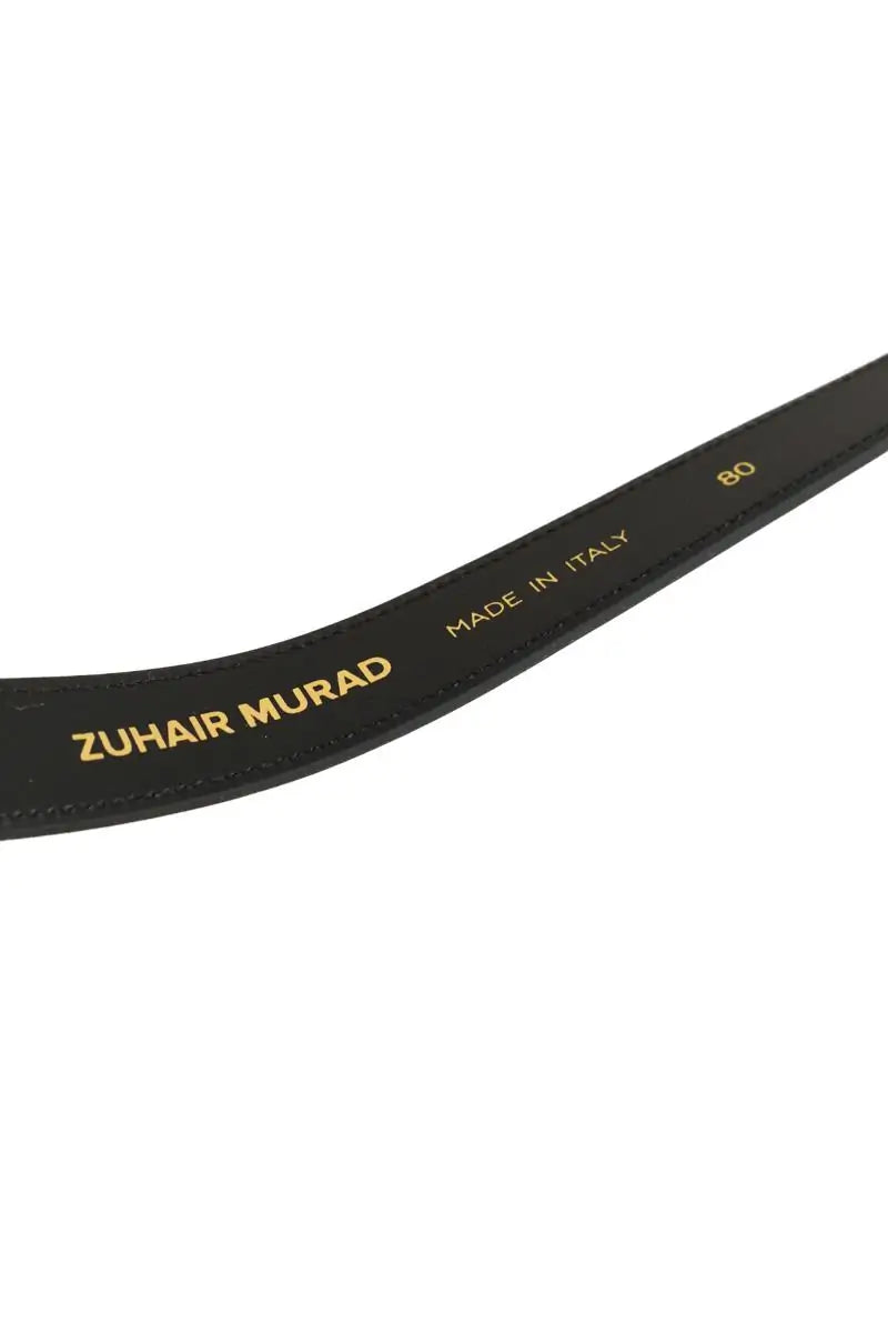 Ceinture Zuhair Murad Spiky gold monogram Noir en Cuir