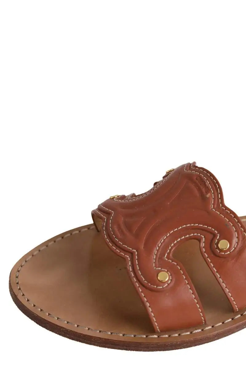 Mules Celine Marina Marron en Cuir