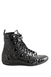 Chaussures à lacets Dior Cannage basket haute Noir en Cuir verni, taille 40 - Seconde Main
