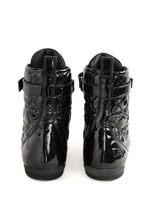 Chaussures à lacets Dior Cannage basket haute Noir en Cuir verni