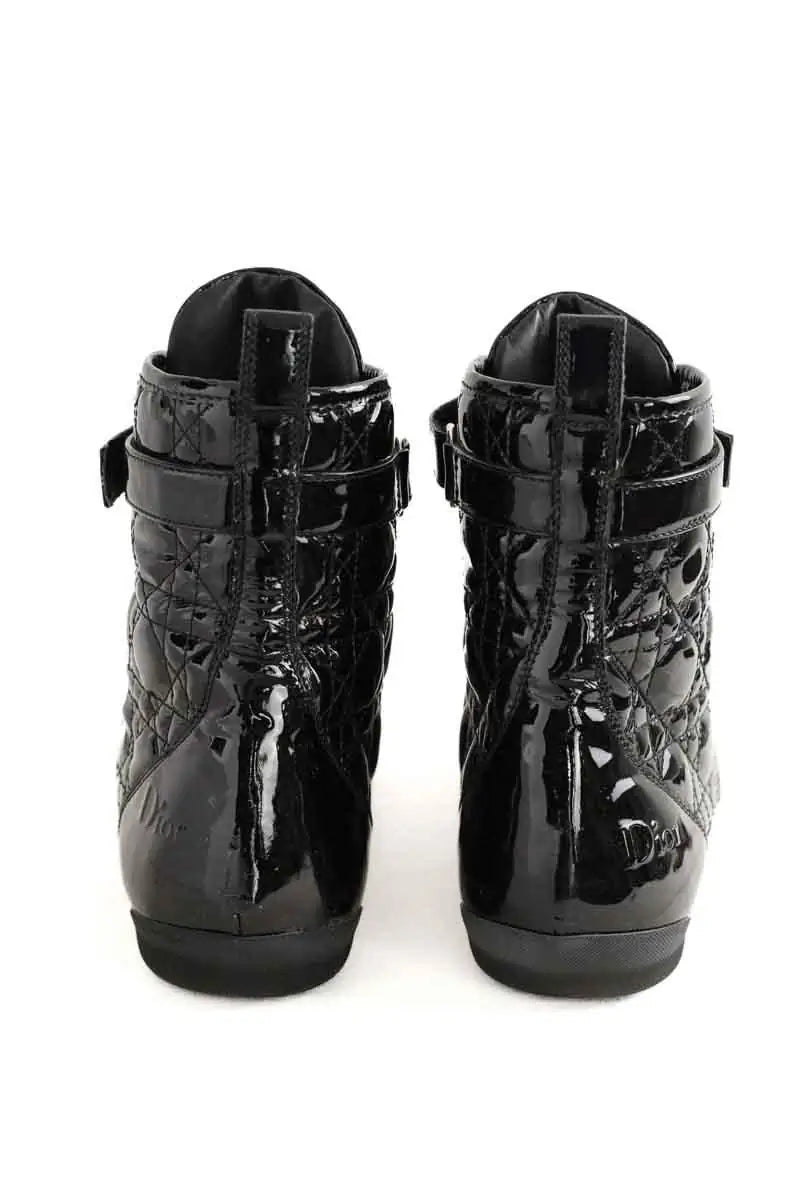 Chaussures à lacets Dior Cannage basket haute Noir en Cuir verni
