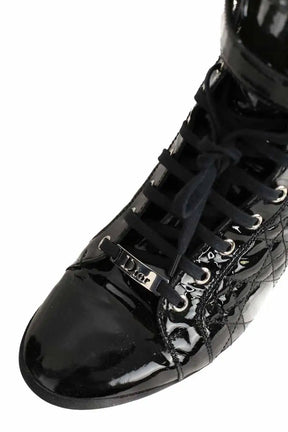 Chaussures à lacets Dior Cannage basket haute Noir en Cuir verni