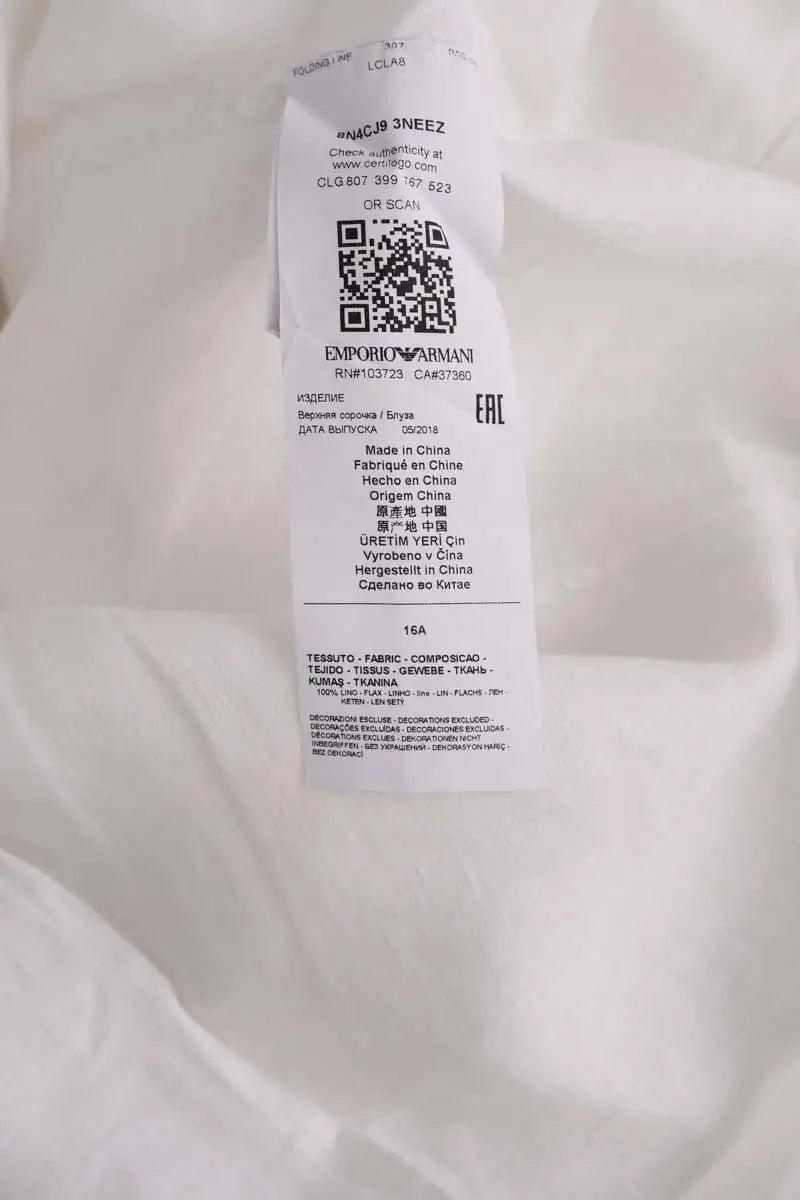 Chemise Emporio Armani Blanc en Lin