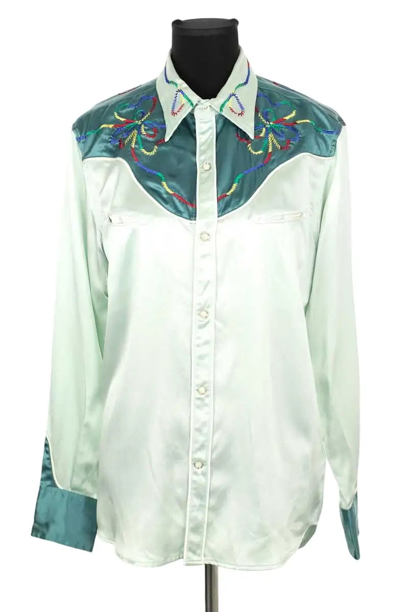 Chemise Levi's Two tone rodeo shirt Vert en Soie, taille S - Seconde Main