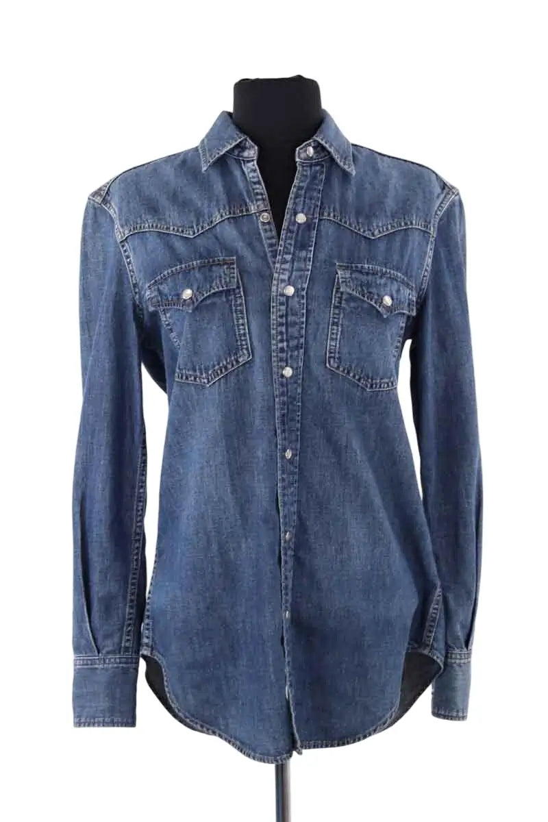 Chemise Saint Laurent Bleu en Coton, taille XS - Seconde Main