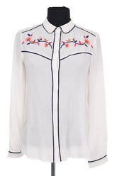 Chemise Sézane Blanc en Soie, taille XS - Seconde Main