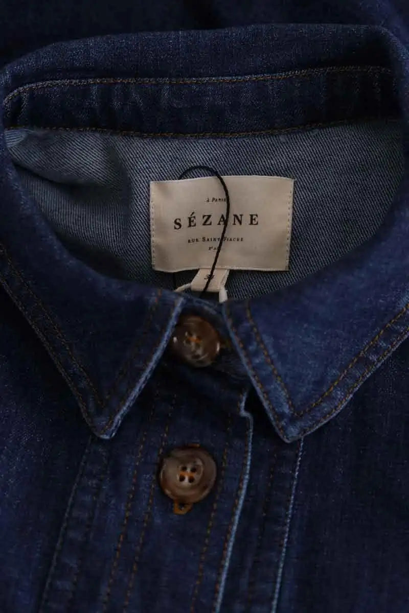 Chemise Sézane Kendall denim Bleu en Coton