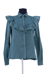 Chemise Sézane Vert en Coton, taille XS - Seconde Main