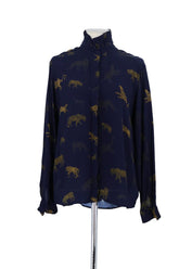 Chemise Tara Jarmon Marine en Viscose, taille XL - Seconde Main