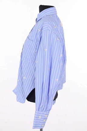 Chemise Tresse Bleu en Coton