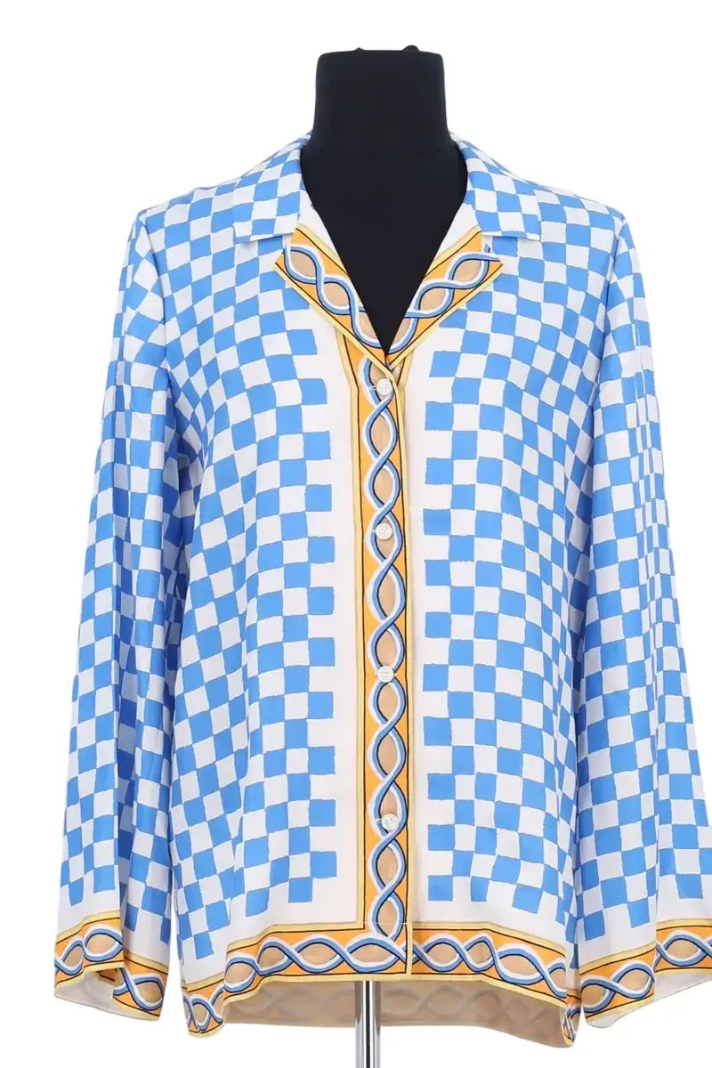 Chemise Tresse Bleu en Soie, taille S - Seconde Main