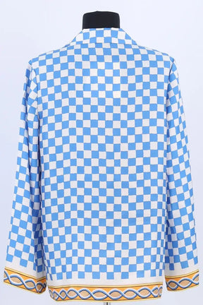 Chemise Tresse Bleu en Soie
