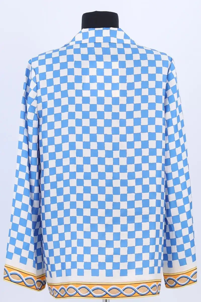 Chemise Tresse Bleu en Soie