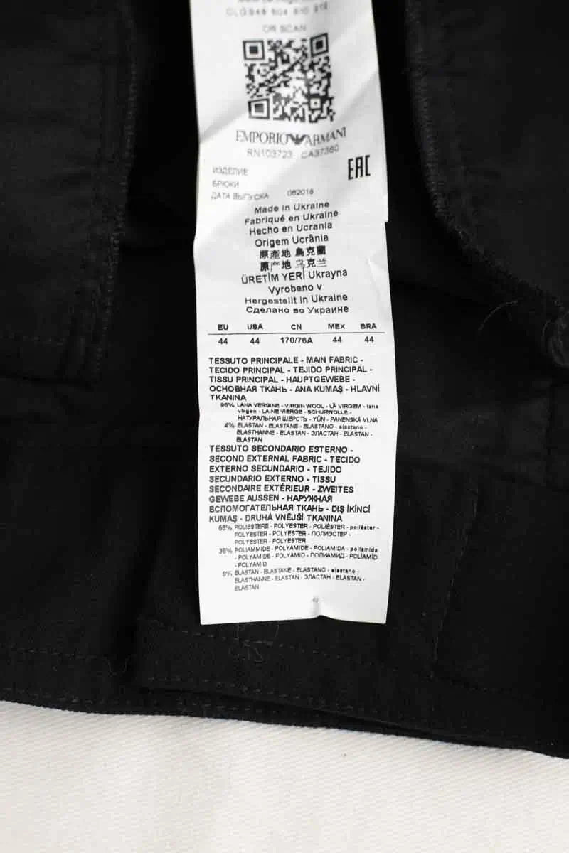 Chino Emporio Armani Noir en Laine
