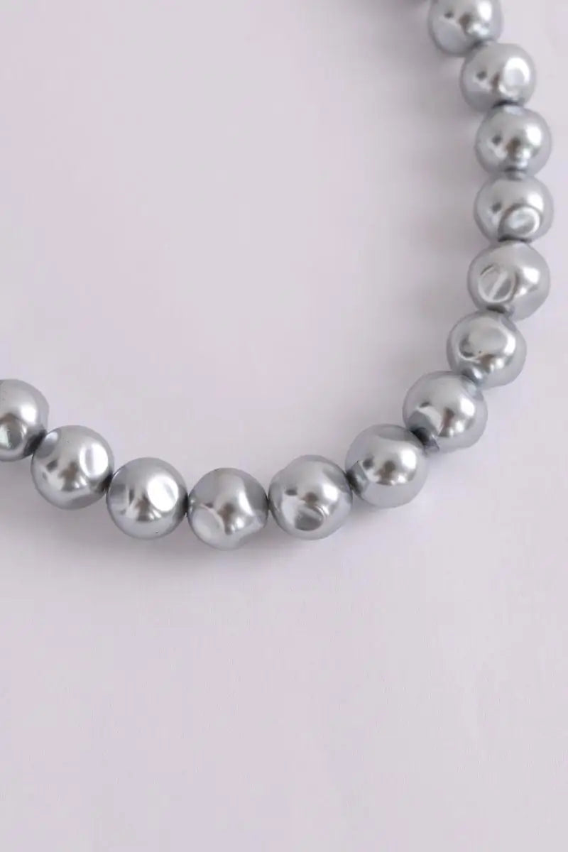 Collier perles de verre irrégulières  Luj Olga  Argent en Argent