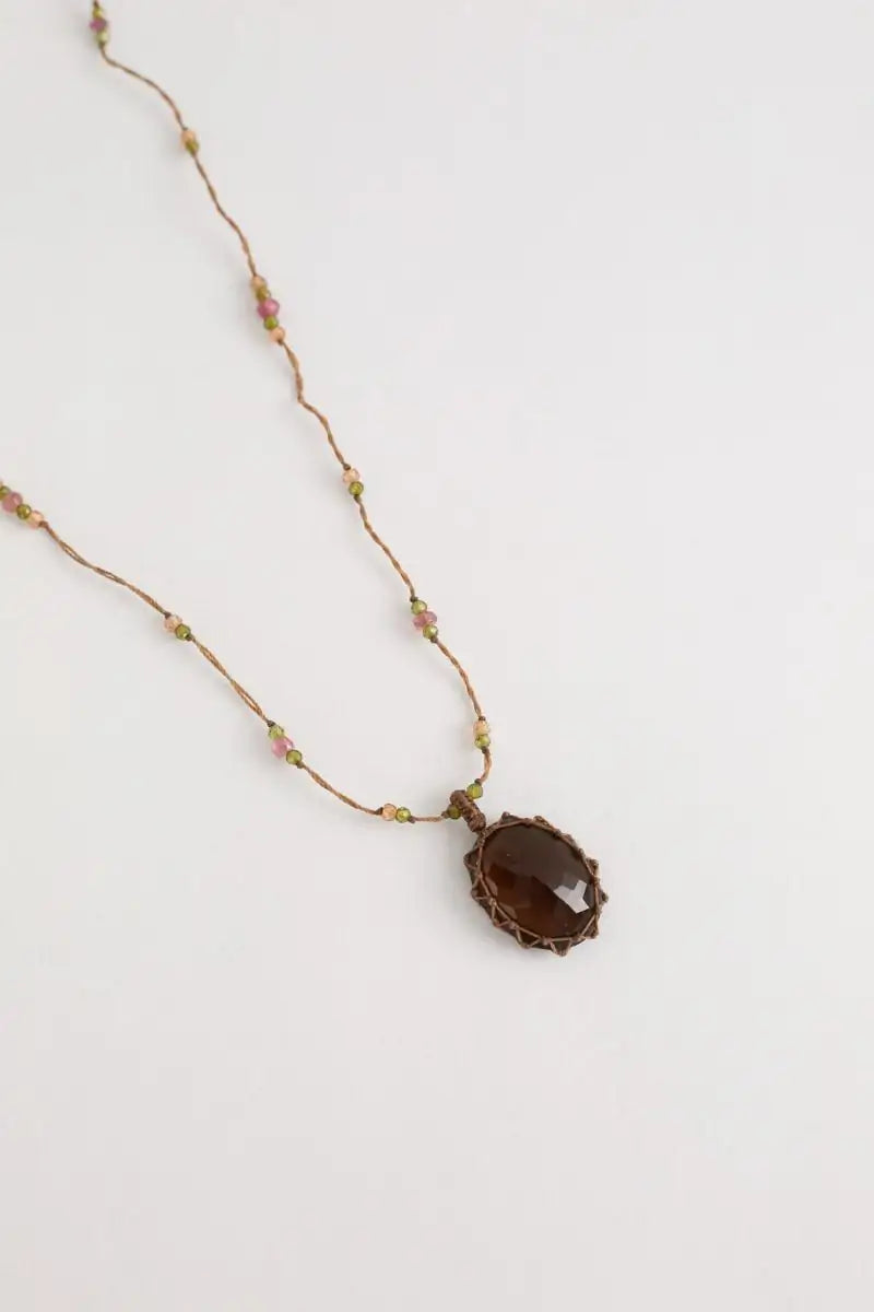 Collier Sharing Tibétain Sharing Corrundum Dark Multicolore en Tissu