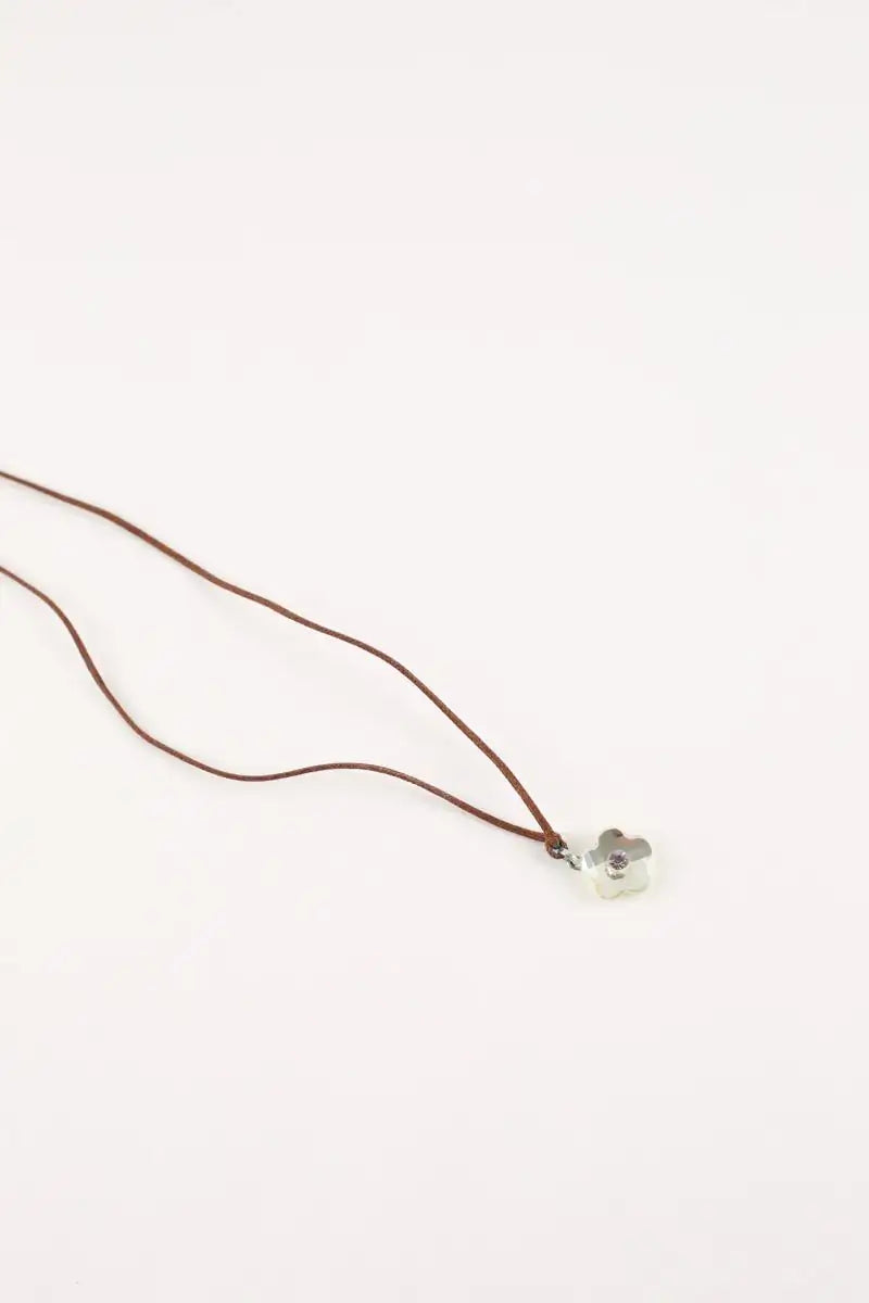 Collier Swarovski Marron en Tissu