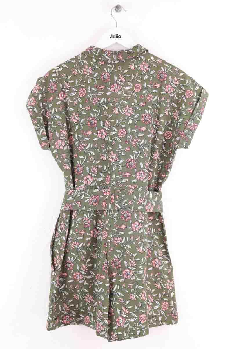 Combishort Sézane Soho fleurs indiennes Kaki en Lin