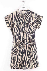 Combishort Sézane Soho zebre Ecru en Lin, taille XS - Seconde Main