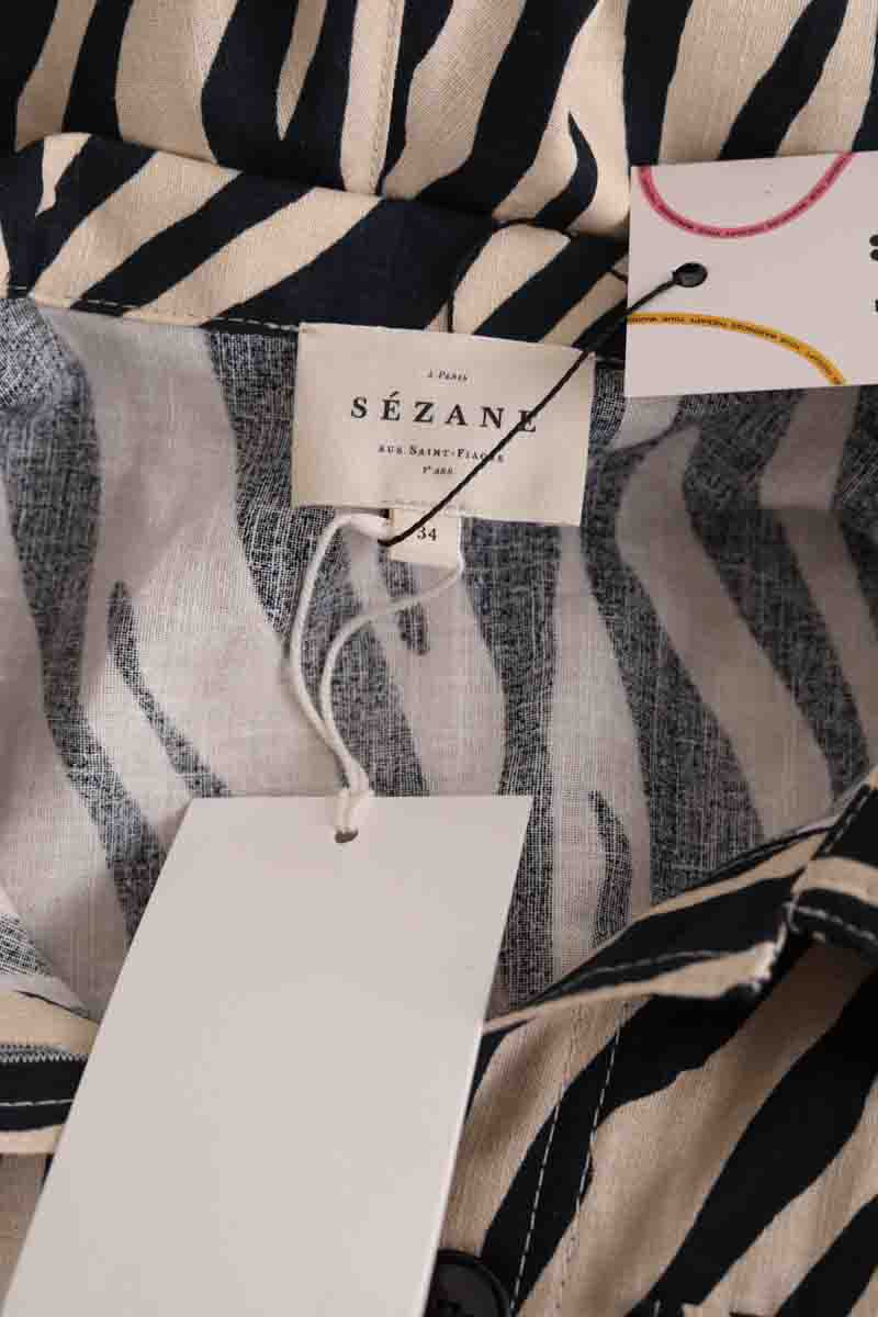 Combishort Sézane Soho zebre Ecru en Lin