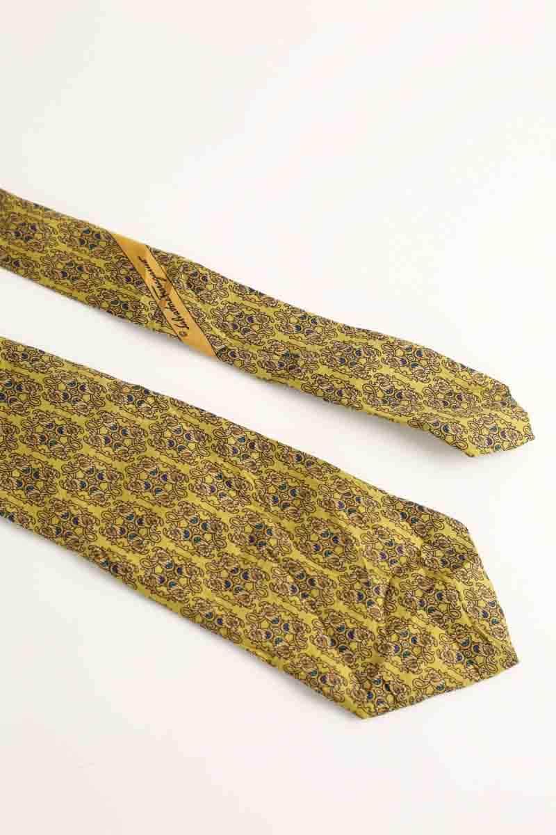 Cravate Salvatore Ferragamo Jaune en Soie