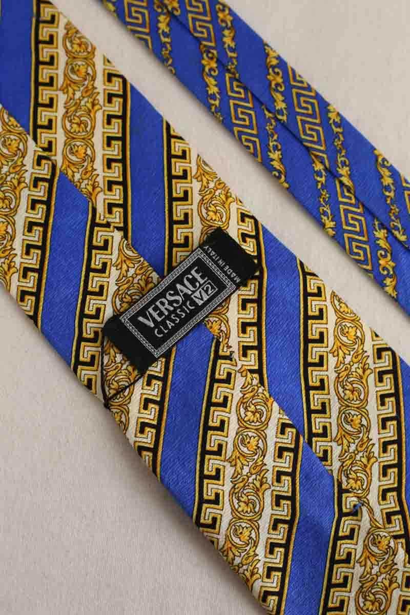 Cravate Versace Bleu en Soie
