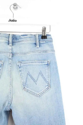 Jean droit Mother The Hustler Ankle Fray Bleu en Coton