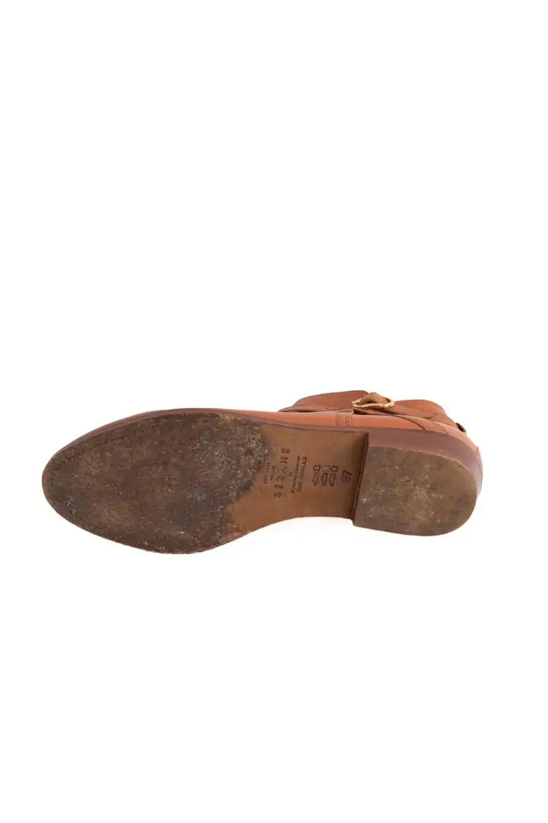 Boots à boucles Sézane Camel en Cuir