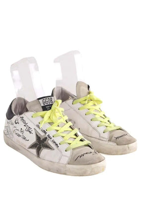 Baskets Golden Goose Graffiti Blanc en Cuir