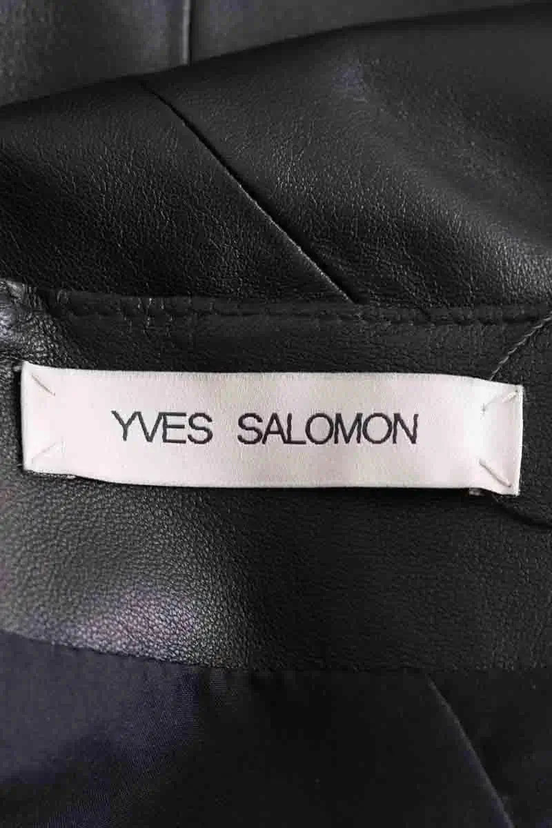 Jupe Yves Salomon Noir en Cuir