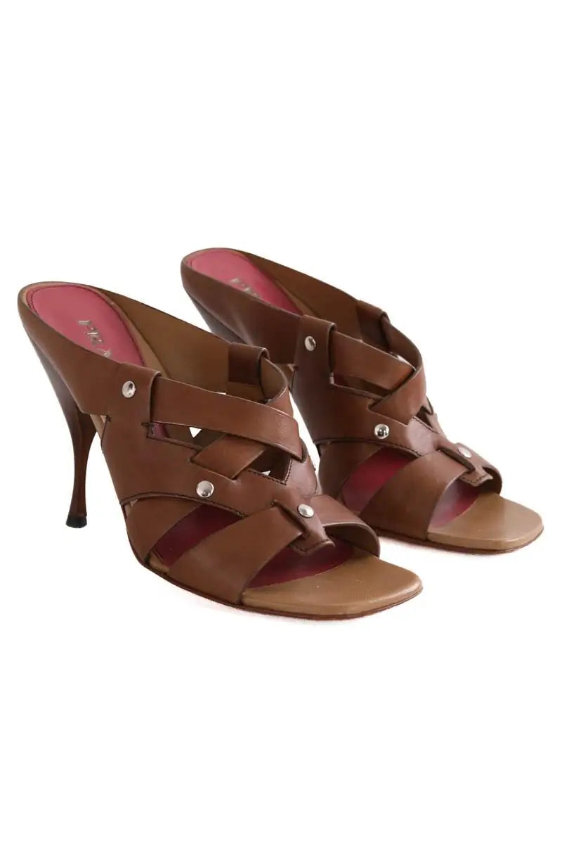 Mules Prada Marron en Cuir