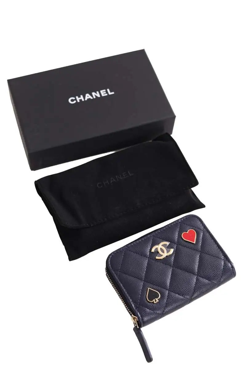 Porte-carte Chanel Marine en Cuir