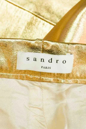 Pantalon Sandro Doré en Cuir