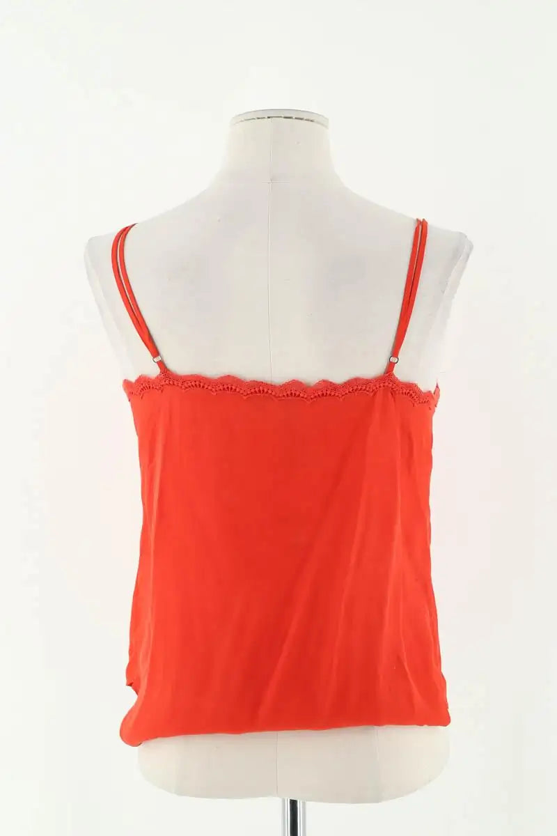 Top sans manche Sandro Rouge en Soie