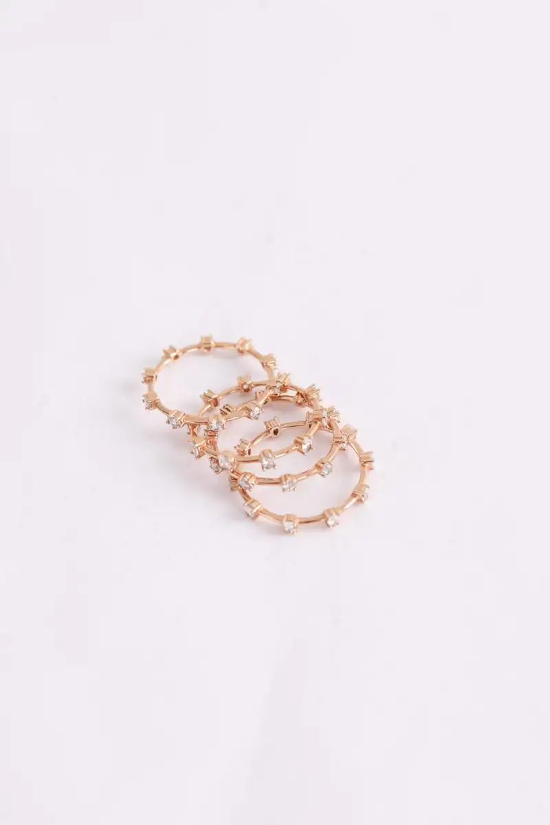 Bague 4 anneaux  Swarovski Rose en Métal
