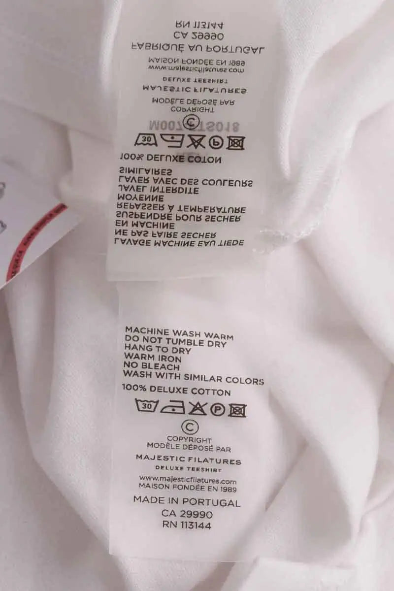T-shirt Majestic Filatures Blanc en Coton
