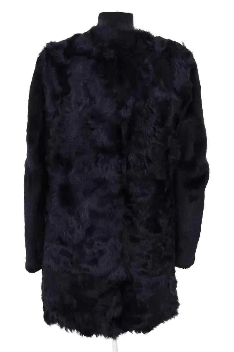 Manteau Maje Noir en Fourrure