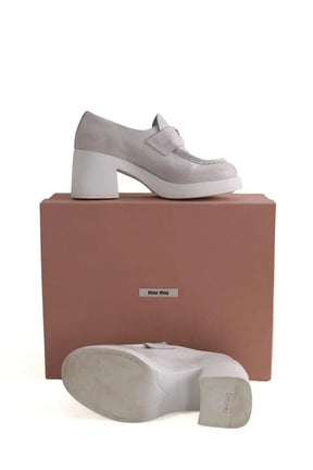 Mocassins Miu Miu Blanc sale Blanc en Cuir