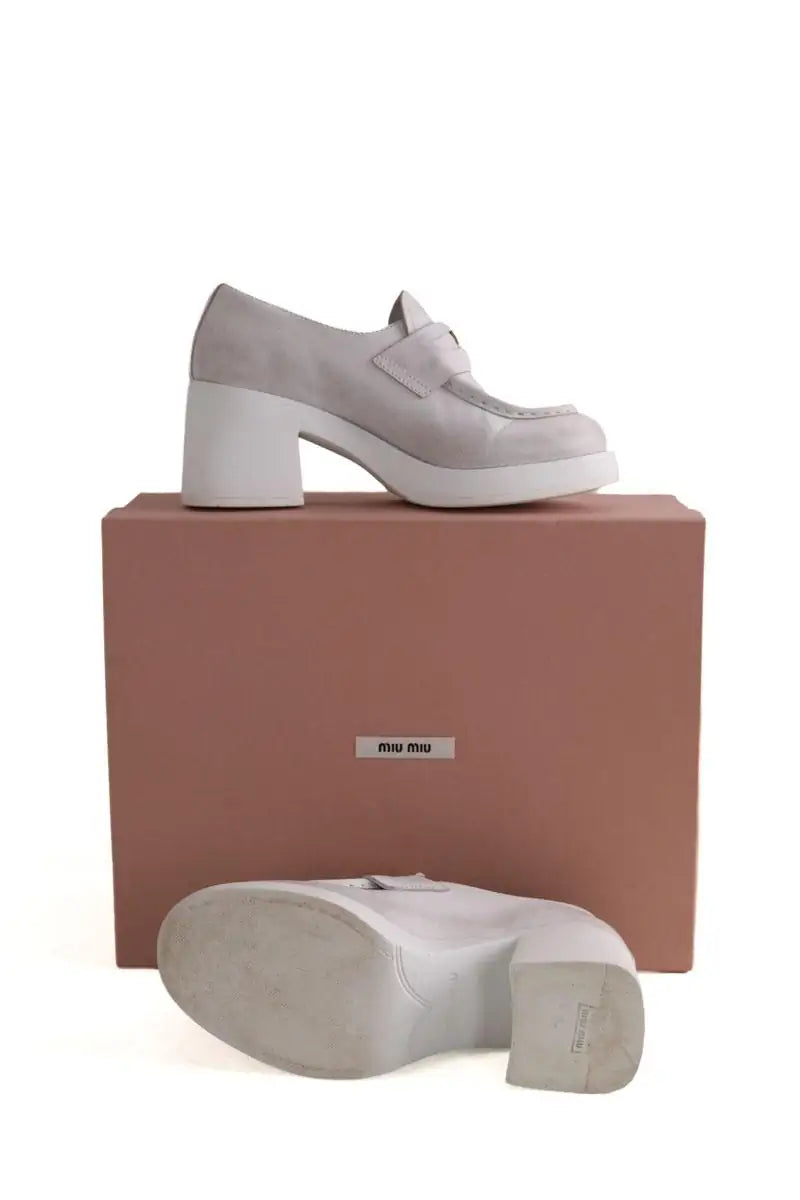 Mocassins Miu Miu Blanc sale Blanc en Cuir