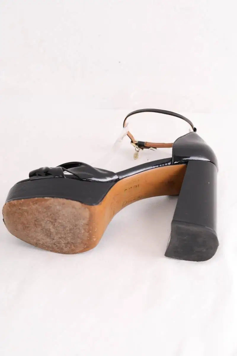 Talons Maje Noir en Cuir verni
